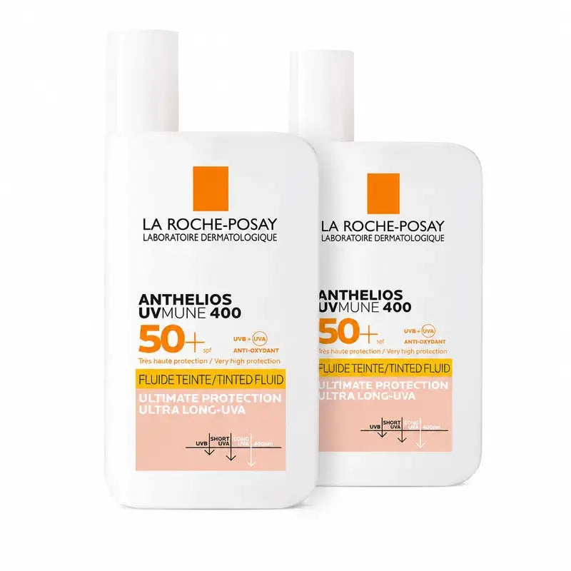 La Roche Posay Anthelios UVMune 400 SPF50+ Fluido colorato, Confezione 2 x 50 ml