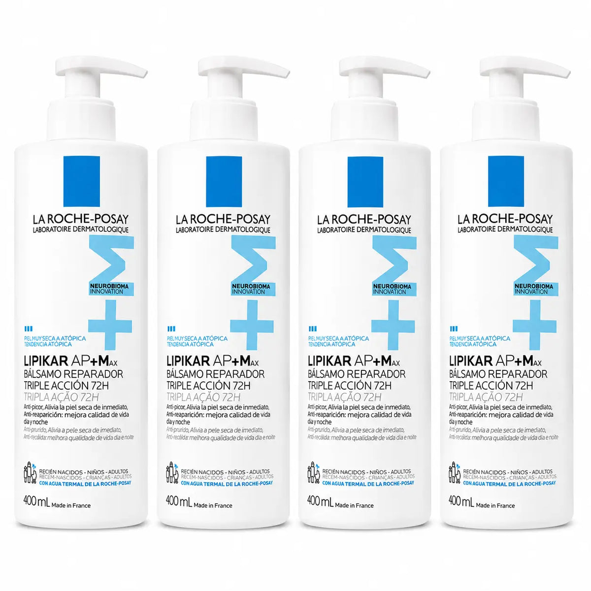 La Roche Posay Lipikar Baume Ap+M, Pack 4 x 400 ml