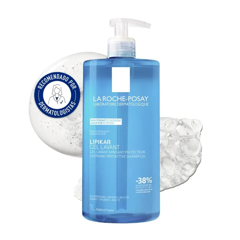 La Roche Posay Lipikar Gel doccia fisiologico adatto alle pelli sensibili e secche, 1000 ml