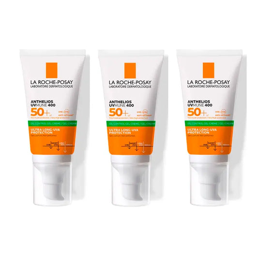 La Roche Posay Triplo Anthelios Uv-Mune 400 Gel-crema antiolio Spf50+, 3 X 50 Ml