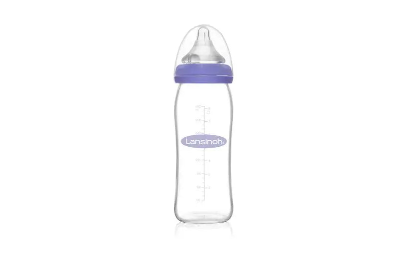 Lansinoh Bottiglia per latte materno in vetro con capezzolo Naturalwave , 240 ml