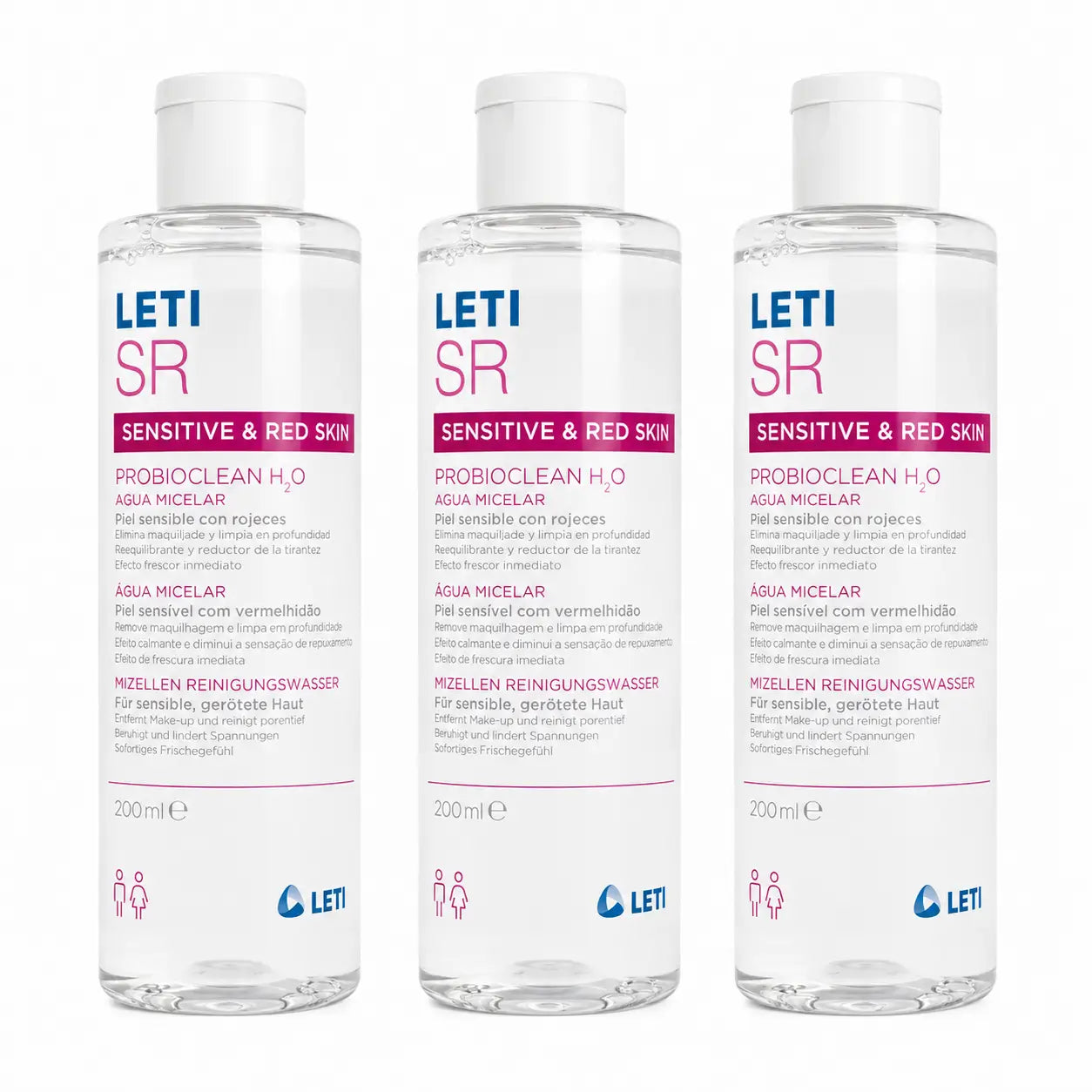 Leti SR Probioclean Acqua Micellare, 200 ml confezione da 3