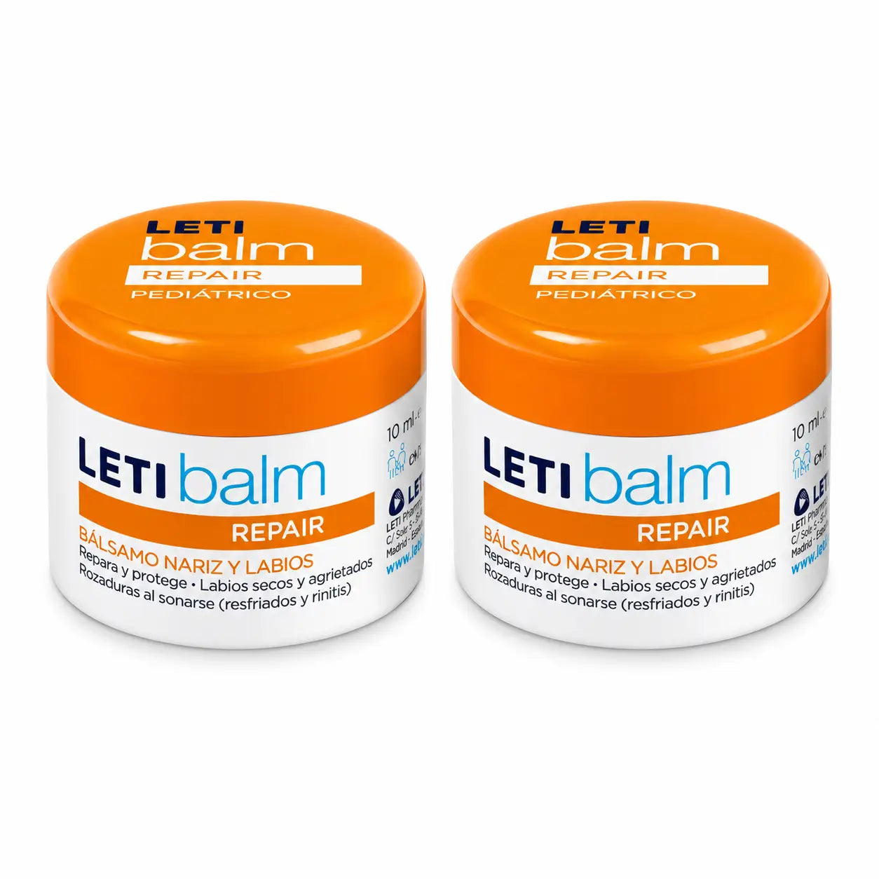 Letibalm Balsamo riparatore pediatrico, naso e labbra, 10 ml confezione da 2