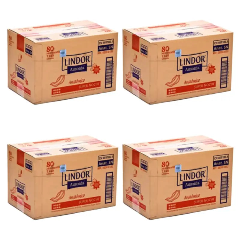 Lindor Pannolini anatomici Super Notte, confezione da 4 x 80 pezzi