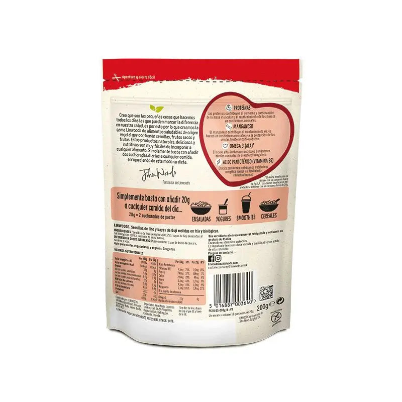 Linwoods Semi di lino e di Goji macinati a freddo 200g.