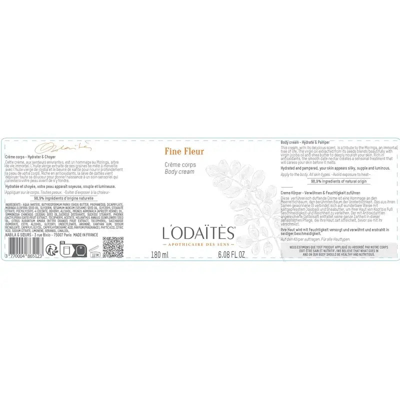 L'Odaïtès Corporal Fine Fleur - Crema per il corpo , 180 ml