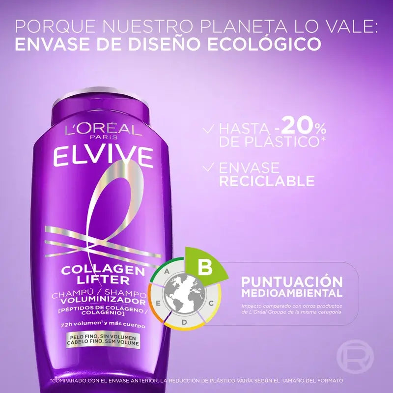 L'Oréal Paris Elvive Shampoo Volumizzante, con Peptidi di Collagene, 700 ml