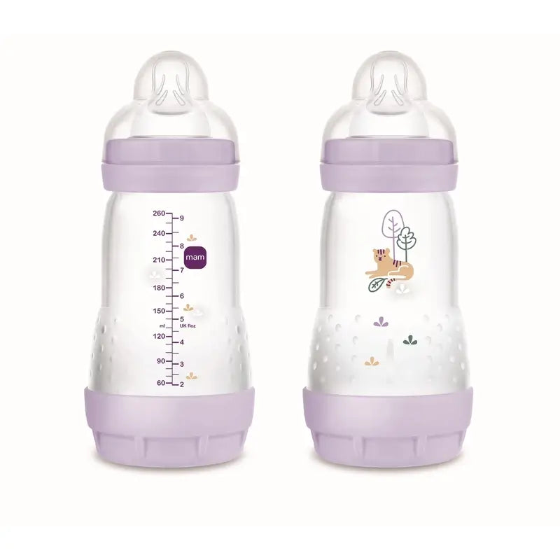 Biberon Mam Baby Easy Start Anticolica Rosa Opaco, 2X260Ml