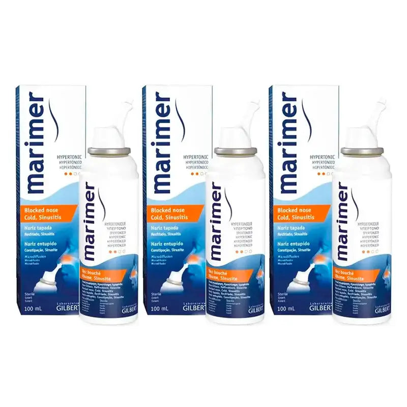 Marimer Acqua di mare spray nasale ipertonico, confezione da 3 x 100 ml