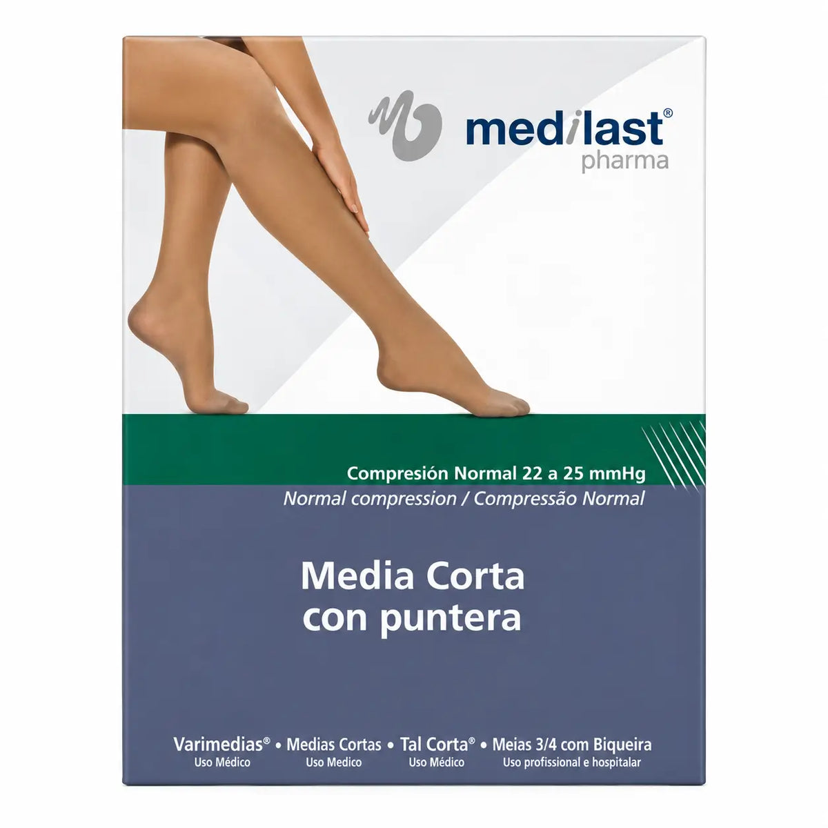 Medilast Calza corta normale con puntale Beig Eg