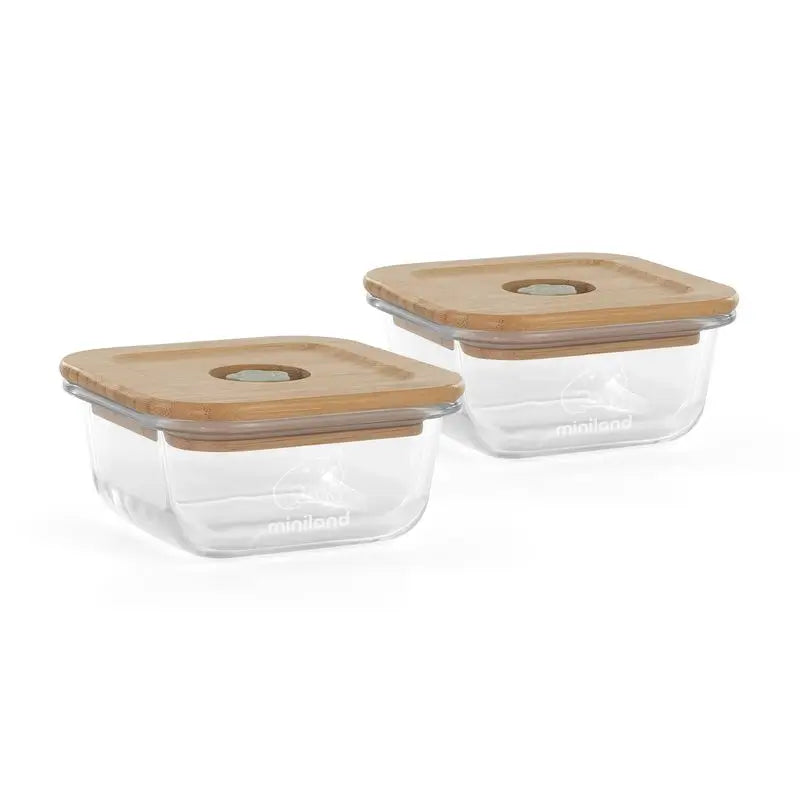 Miniland Set 2 Rana Ecosquare in vetro ermetico 210Ml