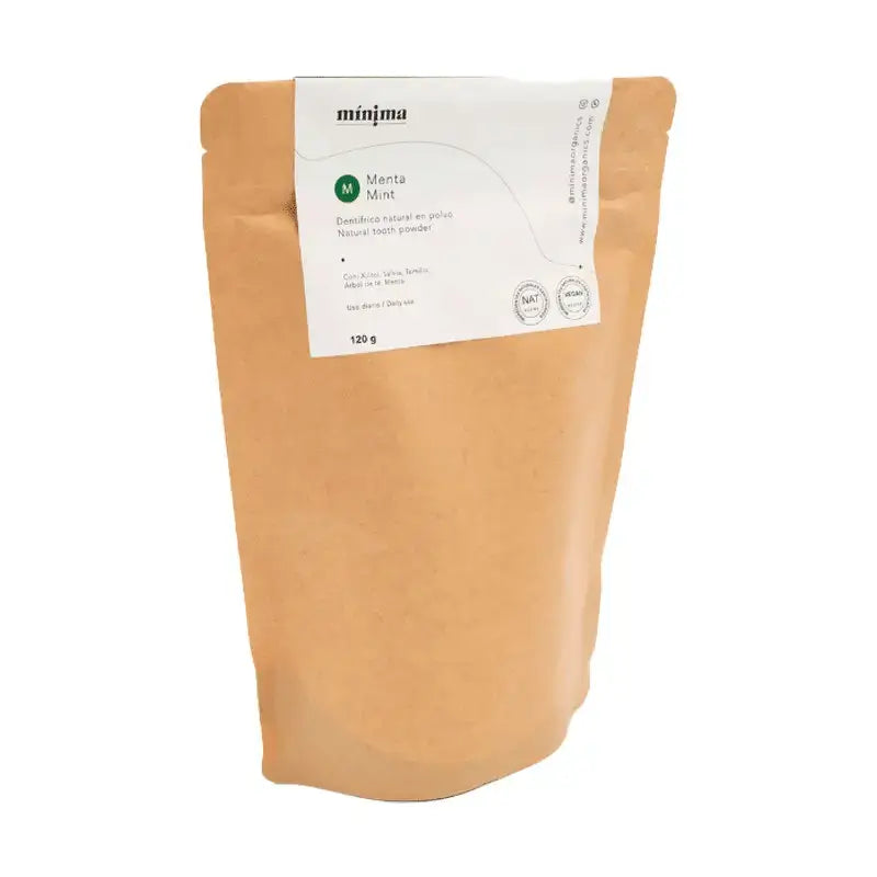 Minima Organics Polvere di dentifricio vegano senza fluoro in busta compostabile - 120 G