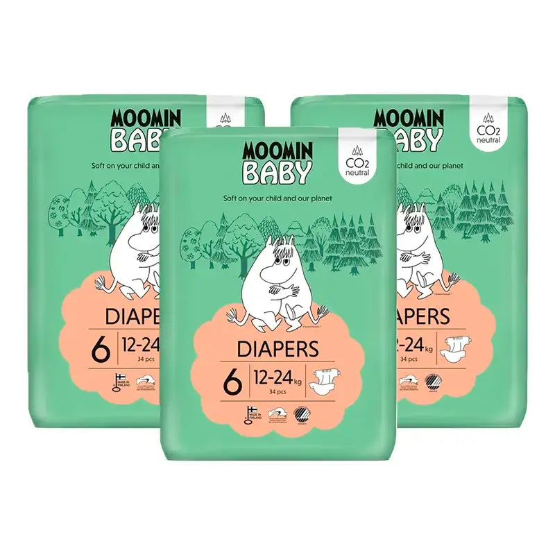 Pannolini Moomin taglia 6, 3 x 34 unità