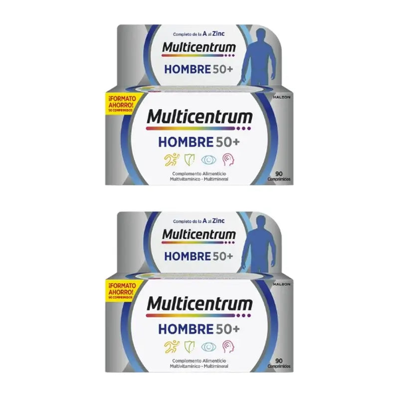 Multicentrum Uomo 50+ Integratore alimentare multivitaminico, 2X90 compresse