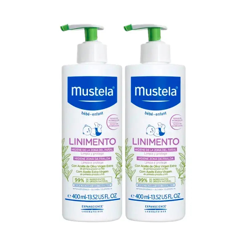 Mustela Linimento per l'igiene dei bambini, confezione da 2 x 400 ml