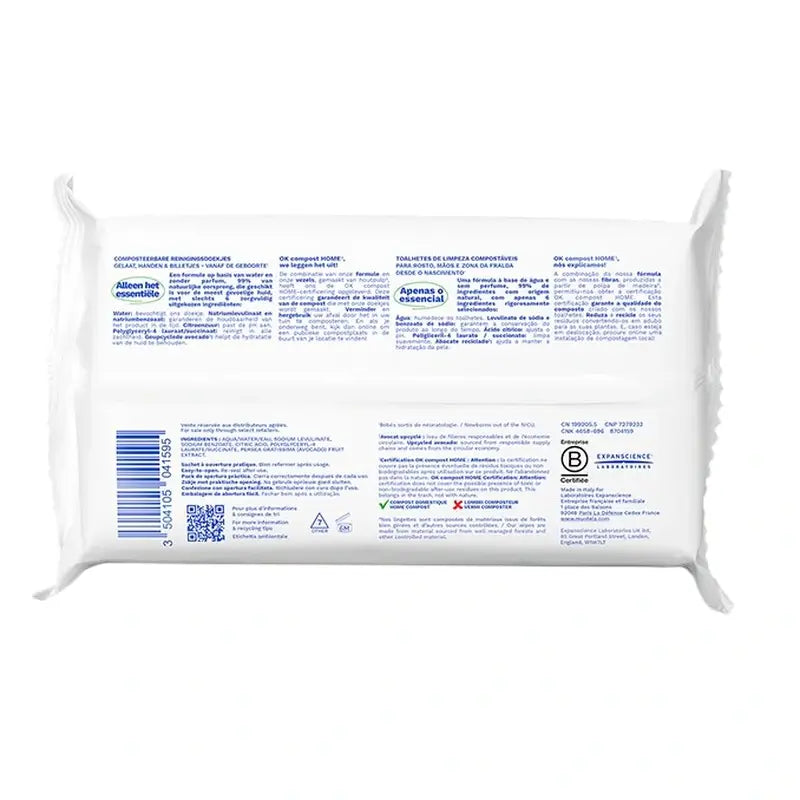 Mustela Salviettine idratanti in cotone biologico, 60 unità