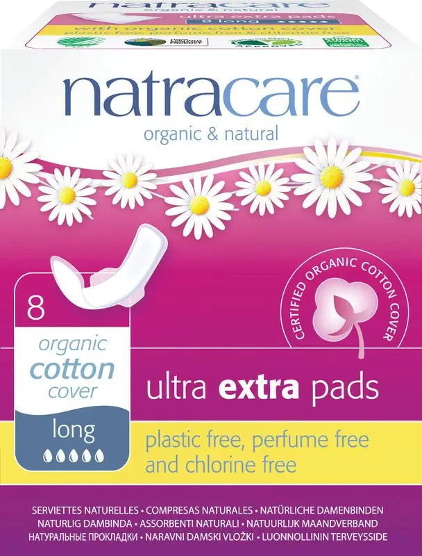 Natracare Compresa Ultra Extra Larga Alas (Plegada), 8 Unidades