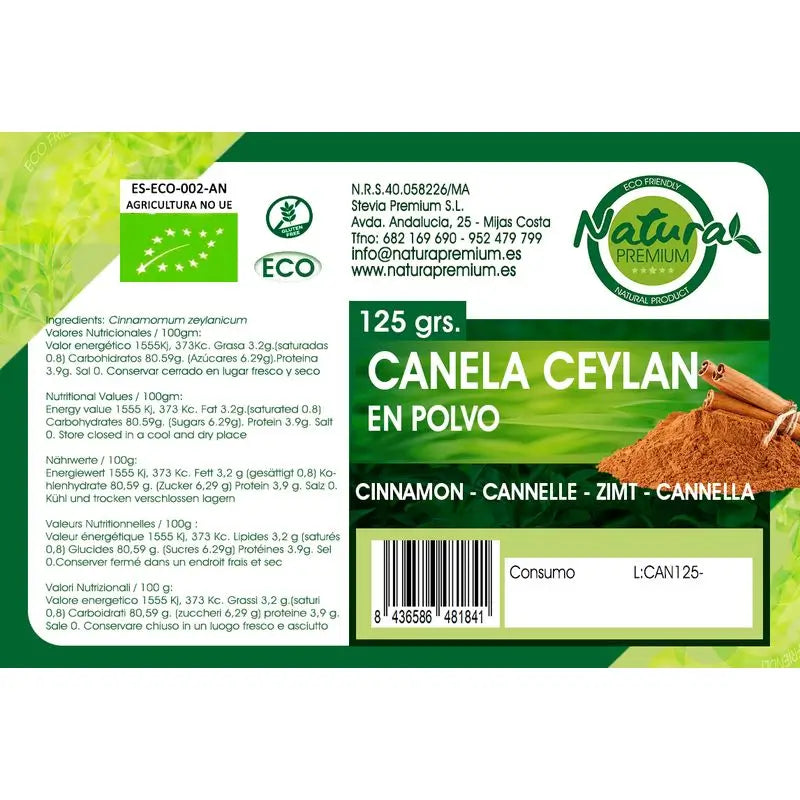 Natura Premium Cannella di Ceylon in polvere Bio , 400 gr
