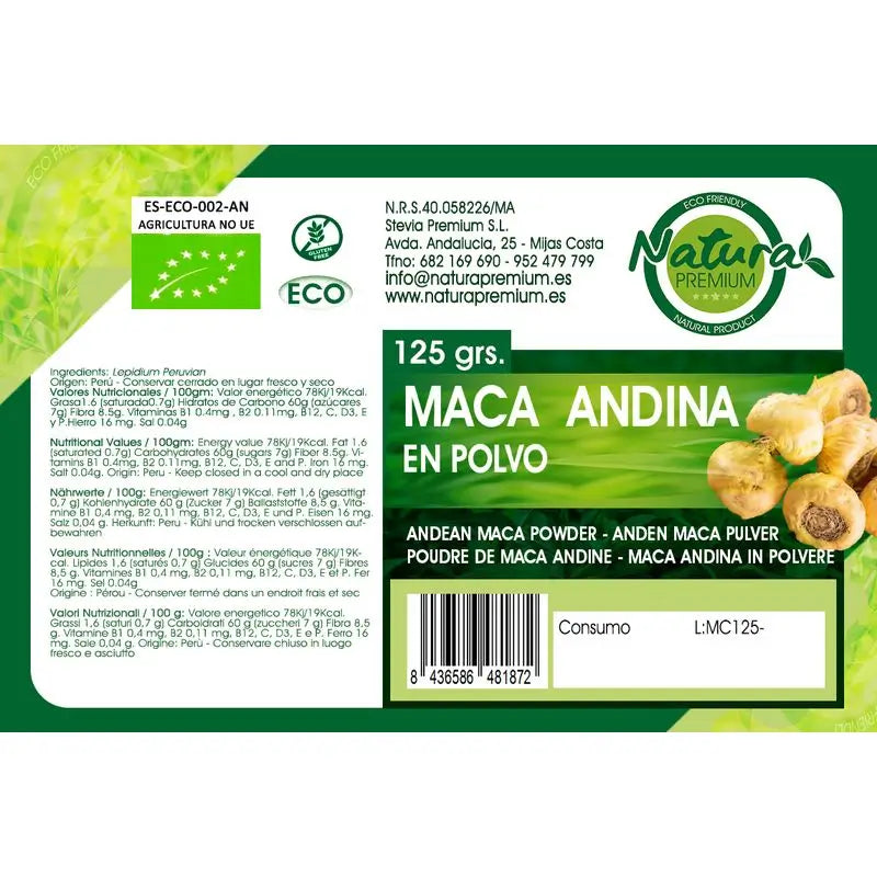 Natura Premium Maca in polvere Bio , 500 gr