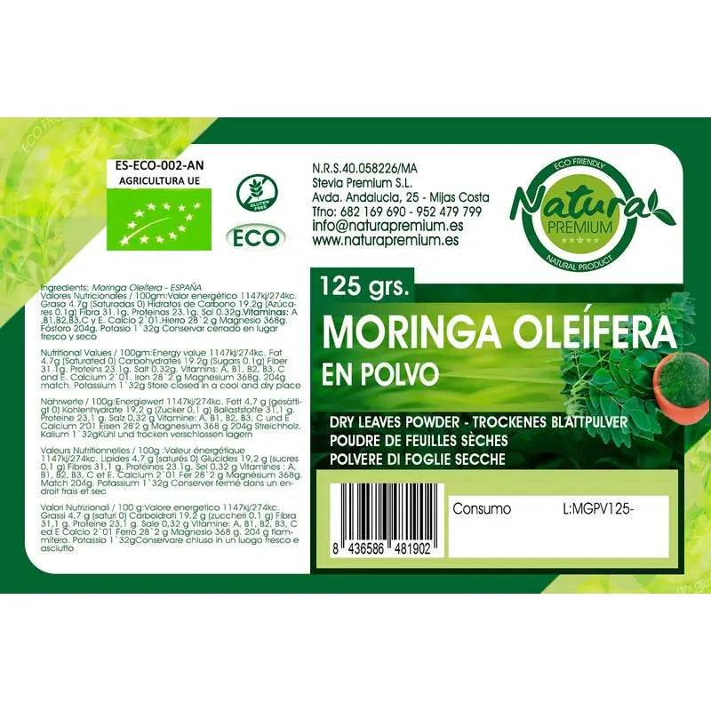 Natura Premium Polvere di Moringa macinata biologica , 400 g