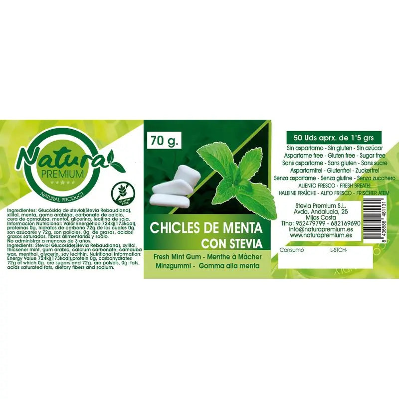 Natura Premium Stevia Menta Gomma Aprxte. , 50 unità