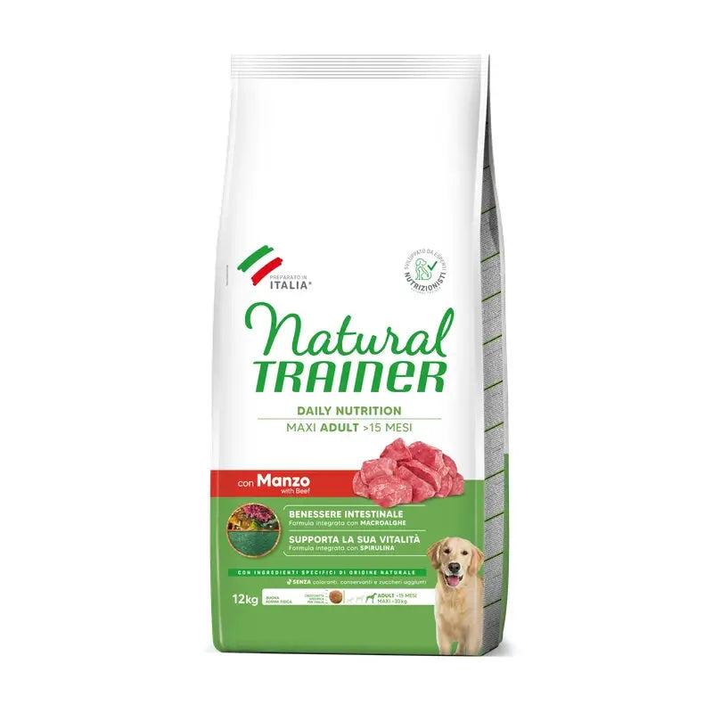 Natural Trainer Canine Adult Maxi Beef 12Kg, alimento per cani