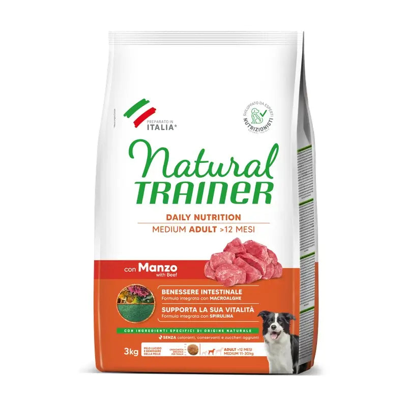 Natural Trainer Canine Adult Medium Ox 3Kg, alimento per cani