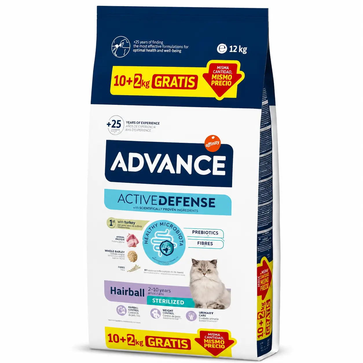 Advance Hairball cibo sterilizzato per gatti con tacchino, 10+2 kg