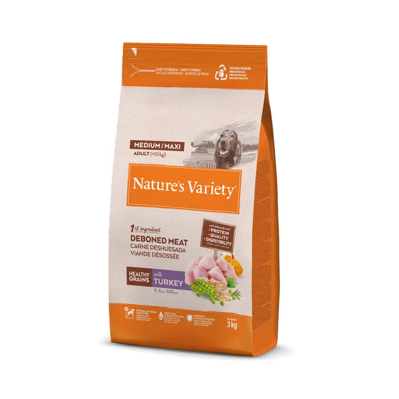 Nature'S Variety Mangime per cani, Medium, al tacchino, naturale, 3 kg