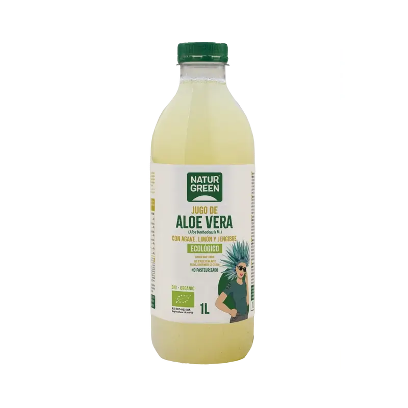 Naturgreen Succo di Aloe Vera con Agave, Limone e Zenzero, 1 l