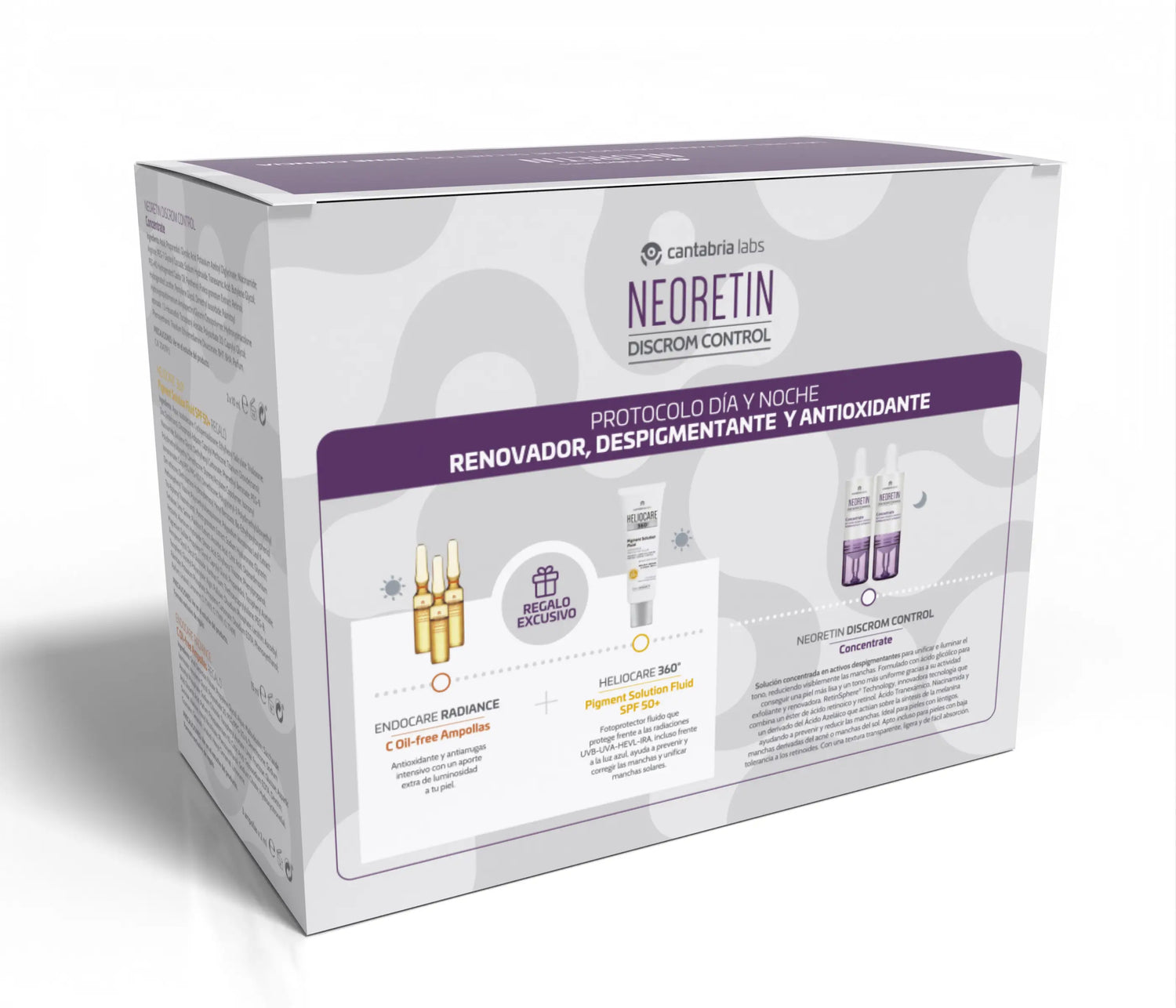 Neoretin Pack Discrom Concentred + Heliocare 360º Pigment solution SPF50+ Endocare Radiance Samples