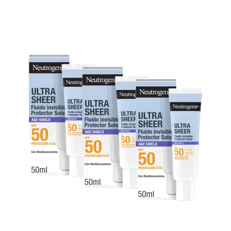 Neutrogena Ultra Sheer Fluido Invisibile Anti-Età SPF 50, confezione da 3 x 50 ml