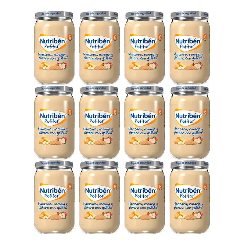Nutriben Potito Mela, Arancia e Banana con Biscotto , 12 x 235 grammi
