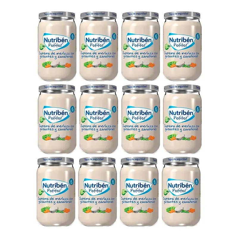 Nutriben Potito Supremo di Nasello con Piselli e Carote , 12 x 235 grammi