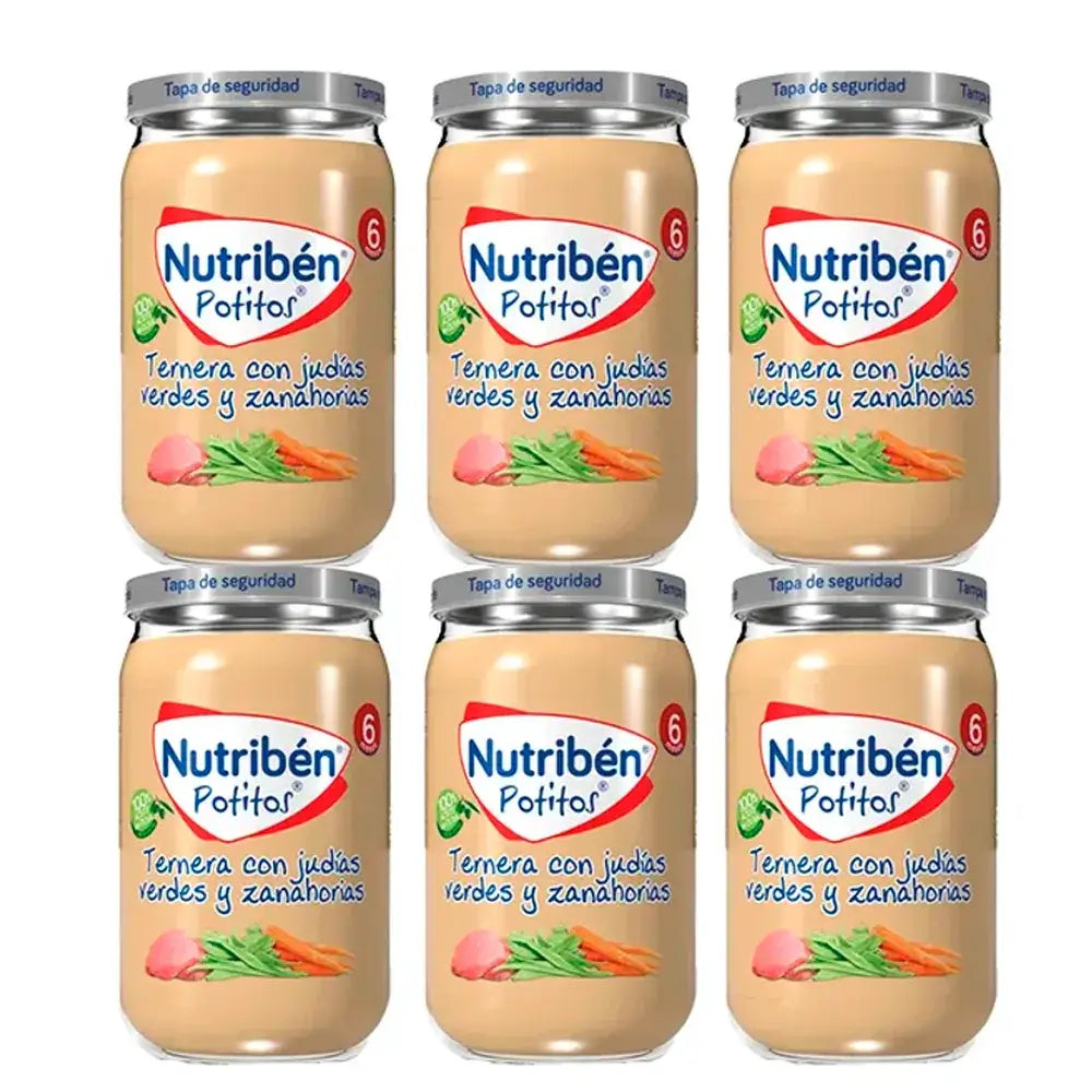 Nutriben Potito Beef con fagioli verdi e carote , 6 x 235 grammi
