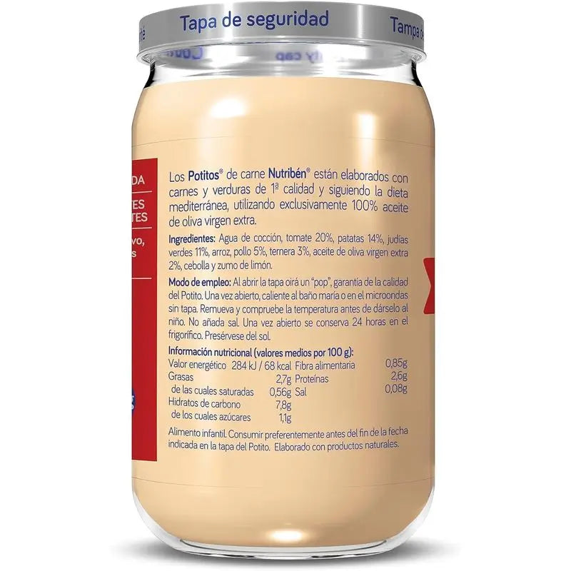 Nutribén Potito Stufato di pollo e manzo con fagioli verdi, 235g