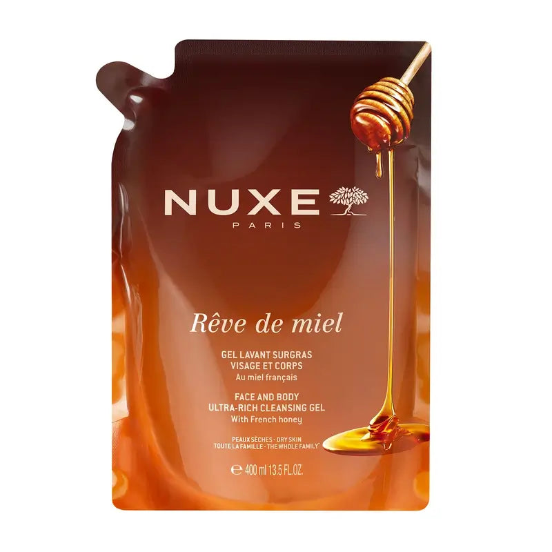 Nuxe Rêve de Miel Gel detergente viso e corpo, ricarica da 400 ml