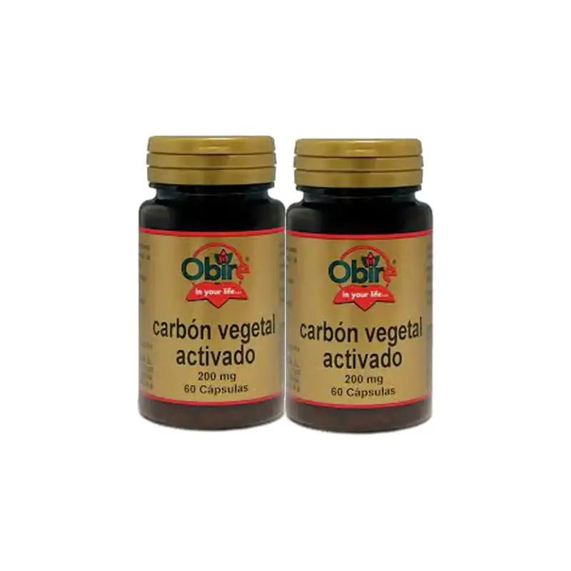 Obire Carbone vegetale attivo 200 mg, confezione da 2 x 60 capsule