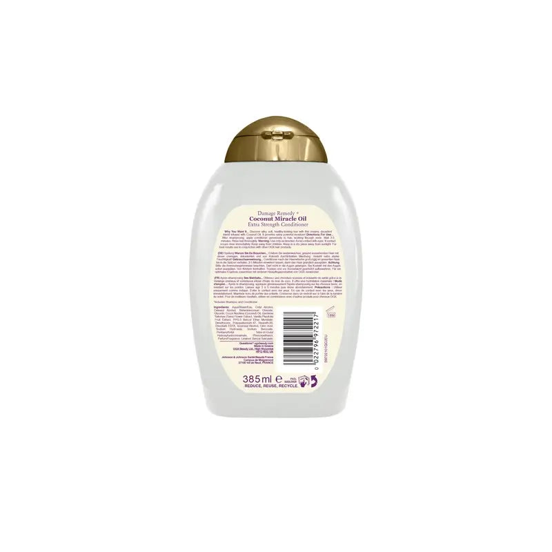 OGX Olio Miracoloso di Cocco Balsamo Extra Forte, ripara e ravviva i capelli danneggiati 385 ml