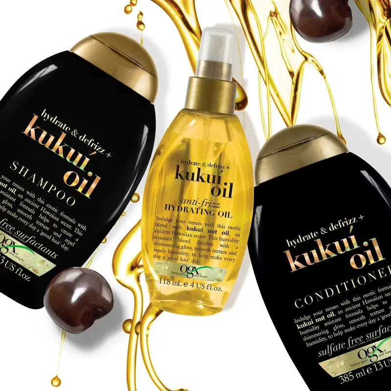 OGX Shampoo all'olio di Kukui anticrespo, 385 ml
