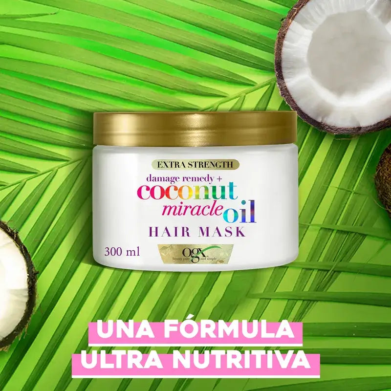 OGX Miracle Coconut Oil Hair Mask, ripara e ravviva i capelli danneggiati e fragili, 168g