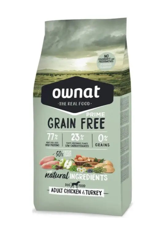 Ownat Grain Free Canine Prime Adult Chicken Turkey 3kg cibo per cani