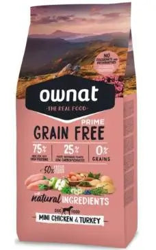 Ownat Prime Canine Adult Mini Grain Free Chicken Turkey 1kg, alimento per cani