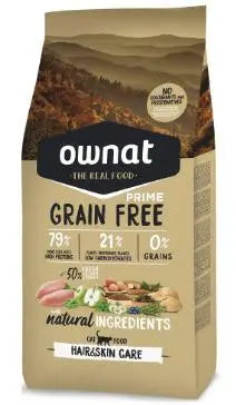 Ownat Prime Feline Adult Hair Skin Grain Free 3Kg, cibo per gatti