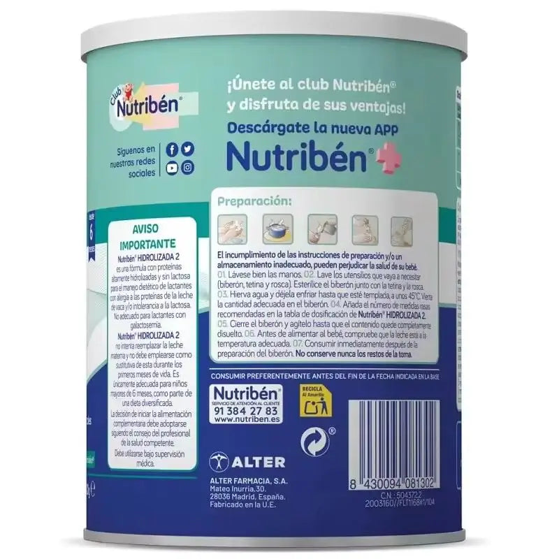 Nutribén Idrolizzato 2 Latte di proseguimento, 2 X 400 g