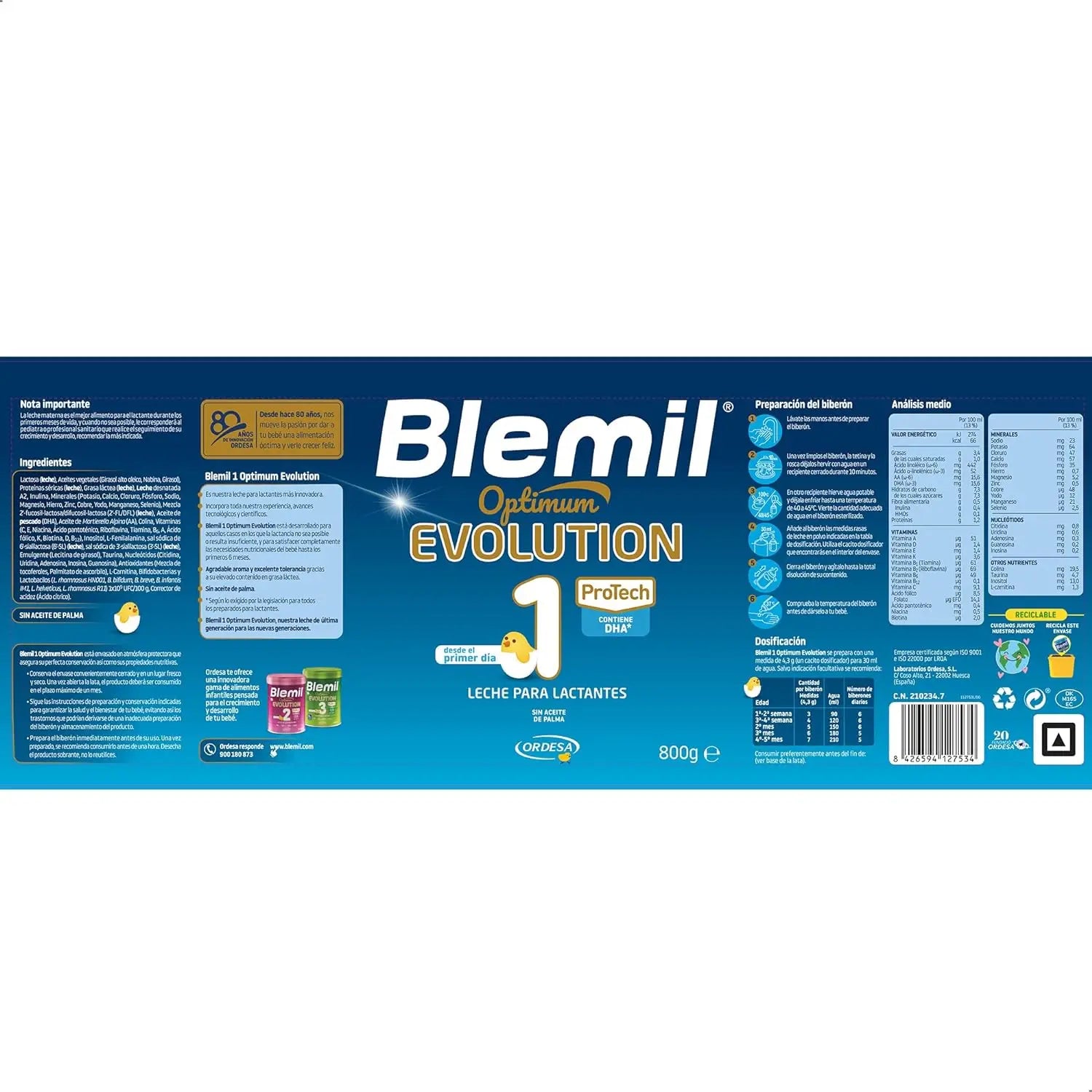 Blemil Optimum Evolution 1 Latte di avviamento, 6X800g