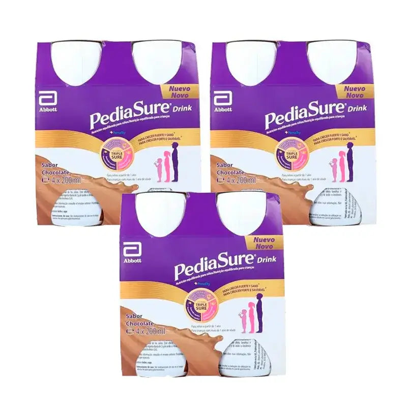 Pediasure Drink Cioccolato Bambini, 4 flaconi x 220 ml Confezione 3