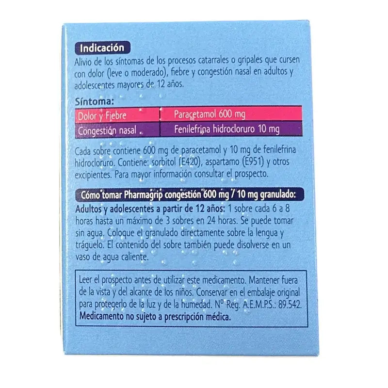 Pharmagrip Congestione 600/10 Mg, 10 bustine granulari