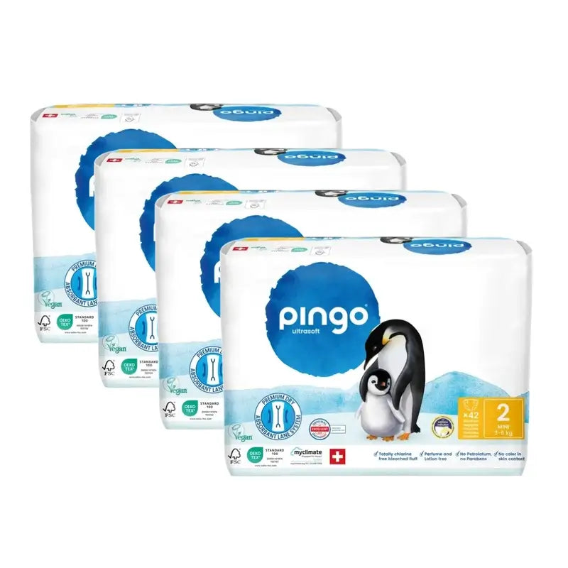 Pannolini ecologici Pingo taglia 2 (3-6 Kg), 4X42 unità