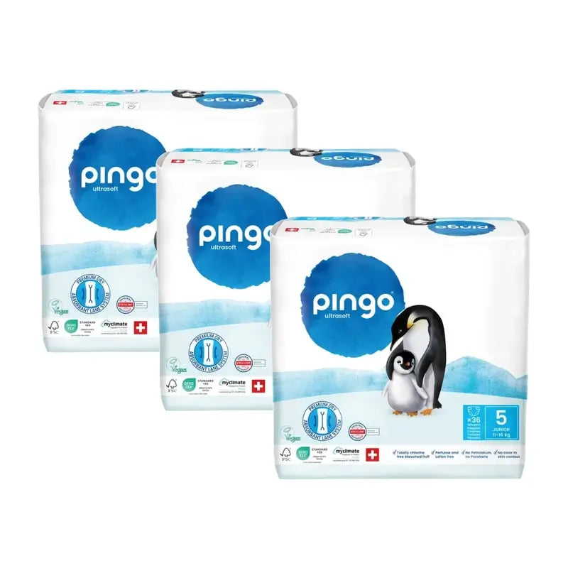 Pannolini ecologici Pingo taglia 5 (11-16 Kg), 3X36 unità
